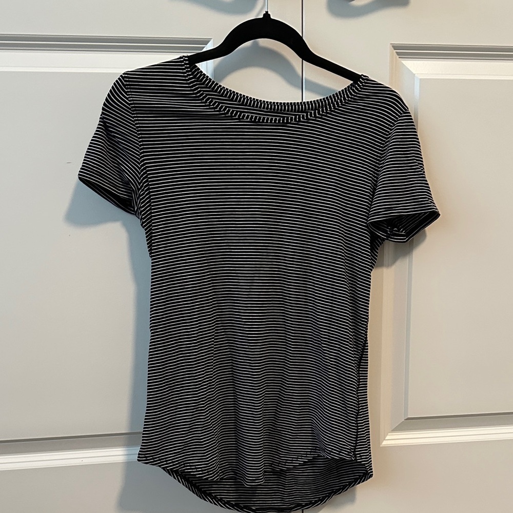 lululemon athletica Black and White Striped Tee (athletic material)